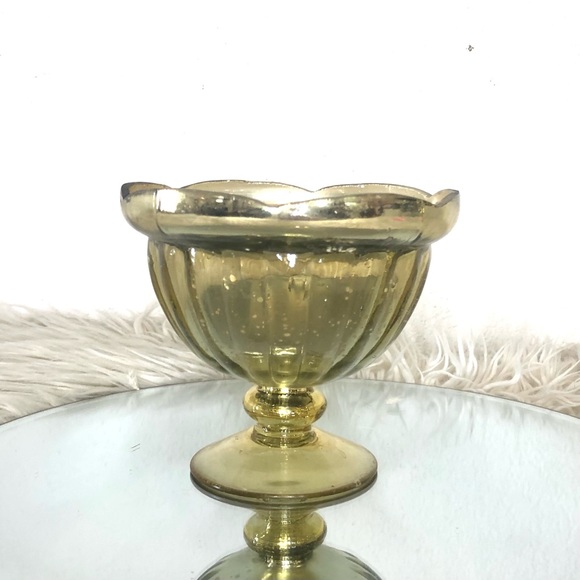 Gold Mercury Glass Compote Vase - Picture 1 of 6